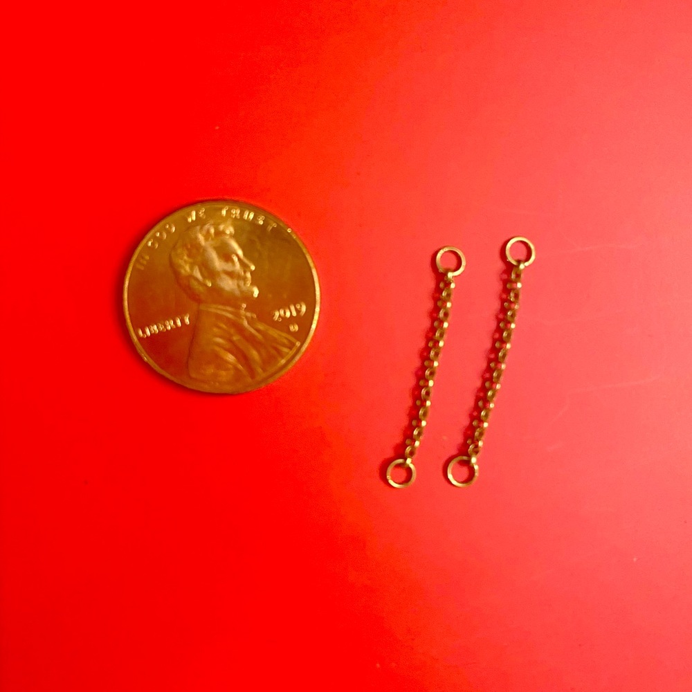 Designer Body Gems ear stud chains 14k gold